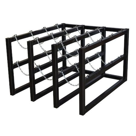 Justrite Cylinder Tube Rack, 3 Wide x 4 Deep, 44"W x 50"D x 30"H, 12 Cylinder Cap. 35140